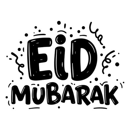 Eid Mubarak Hand Lettering Designのイラスト素材