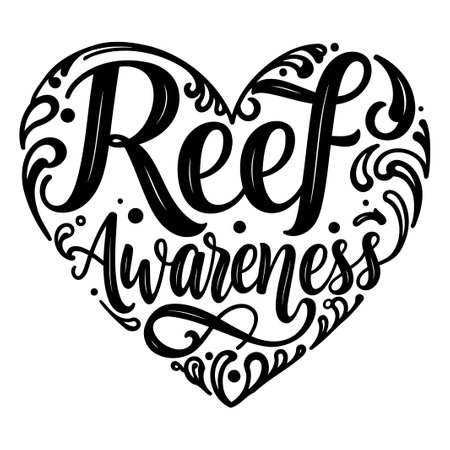 Heart-shaped Reef Awareness Typography Graphicのイラスト素材