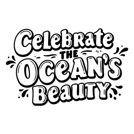 Black and white ocean typography design for printsのイラスト素材