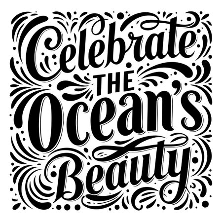 Ocean Beauty Typography Designのイラスト素材