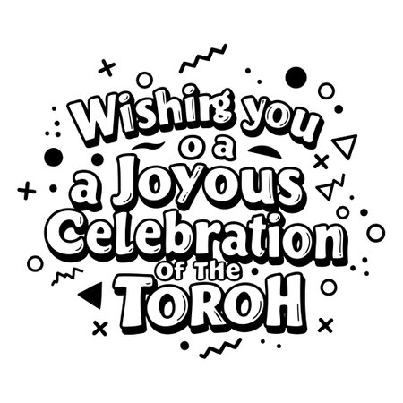 Black and White Graphic Wish for a Joyous Torah Celebrationのイラスト素材