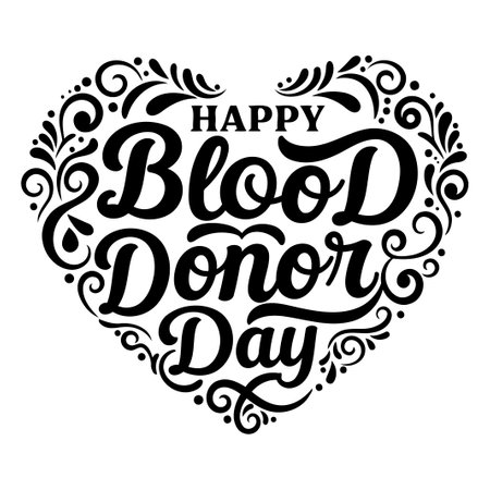 Happy Blood Donor Day Heart Designのイラスト素材