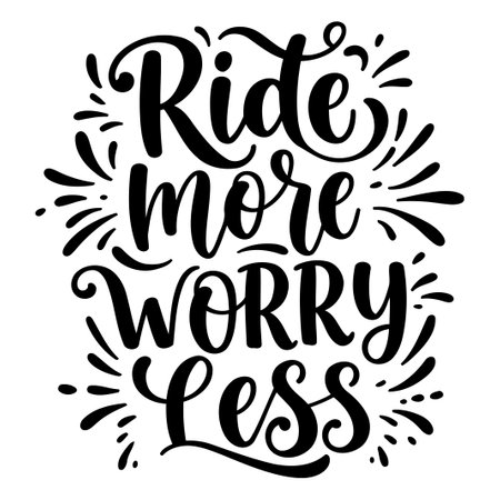 Ride More Worry Less Inspirational Quoteのイラスト素材