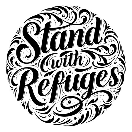 Circular Lettering: Stand With Refugeesのイラスト素材