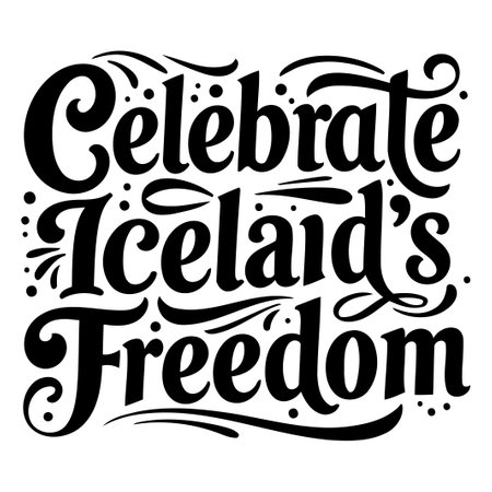 Iceland Freedom Celebration Typographyのイラスト素材