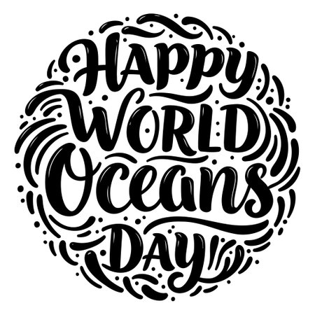 Happy World Oceans Day Typography Graphicのイラスト素材
