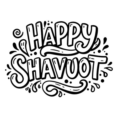 Happy Shavuot Hand Lettering Designのイラスト素材