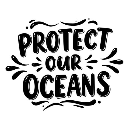 Protect Our Oceans Typography Designのイラスト素材