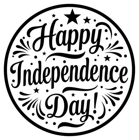 Stylish. bold. vintage-inspired lettering design for the Happy Independence Day greeting. Great for apparel. posters. or social media.のイラスト素材