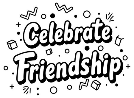 Bold. playful typography with retro-inspired shapes create a positive and celebratory vibe; suitable for posters. apparel. and marketing materials.のイラスト素材