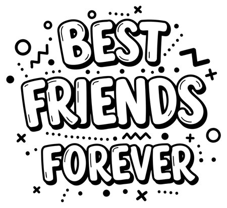 Graphic design features bold text \Best Friends Forever\ in a comic-style font with a playful. fun aesthetic.のイラスト素材