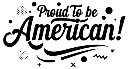 Stylish black and white typography graphic with patriotic theme and modern. abstract elements. Suitable for apparel. home decor. and promotional material.のイラスト素材