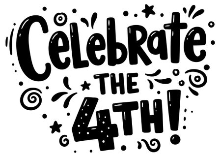 Celebrate the 4th. Fun. playful text design for patriotic theme.のイラスト素材