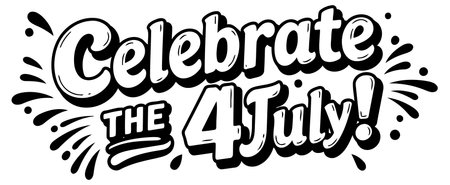 Bold. stylized lettering emphasizes the phrase Celebrate the 4th of July! in a vintage. graphic design style. suitable for use in advertising and apparel design.のイラスト素材