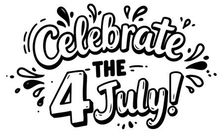 Bold. fun graphic celebrating the 4th of July. perfect for posters. social media. or website banners.のイラスト素材