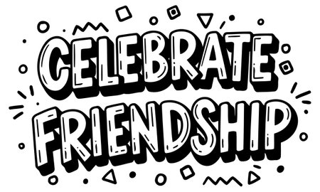 Bold typography. hand-drawn style. and abstract design elements create a memorable visual. Ideal for use in social media posts. greeting cards. and marketing materials.のイラスト素材