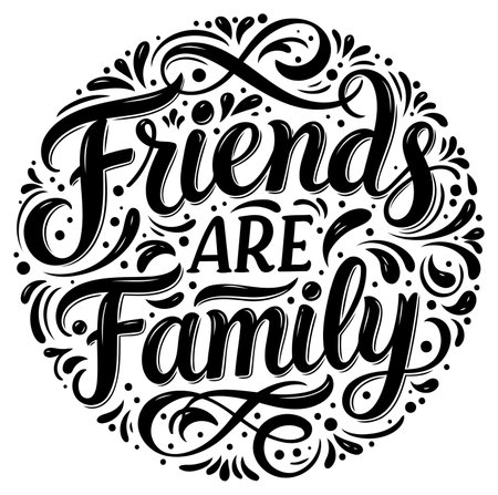 Stylish. bold lettering with ornate circular framing. suitable for print on apparel. posters. or social media.のイラスト素材