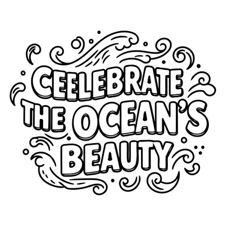 Ocean Beauty Typography Illustrationのイラスト素材