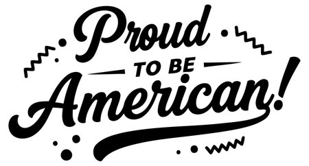 Proud American typography graphic design. Patriotic design with no people or setting.のイラスト素材