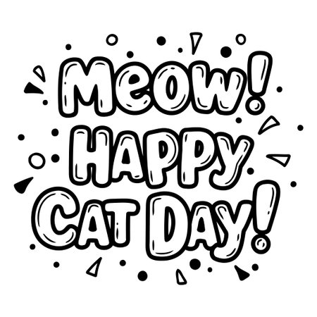 Bold, cartoonish lettering with a playful style. Ideal for use in advertising and editorial for cat lovers.のイラスト素材