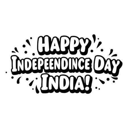 A graphic design celebrating Indian Independence Day, featuring bold, stylized text and celebratory graphic elements, perfect for posters, social media posts, or merchandise.のイラスト素材