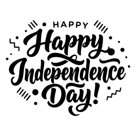 Stylish black text graphic on white background for Independence Day, suitable for advertising posters, social media posts, and web banners.のイラスト素材