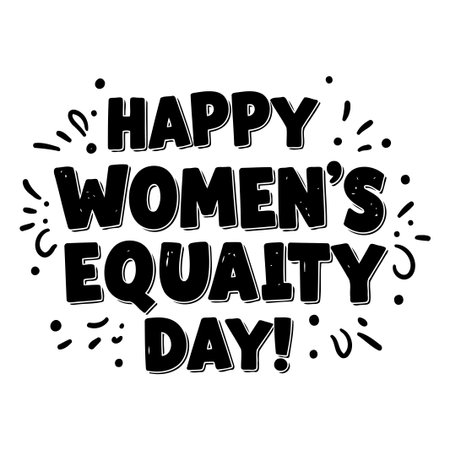 A graphic design for Women's Equality Day featuring large, bold text and celebratory design elements against a white background, ideal for social media posts, website banners, and print materials.のイラスト素材
