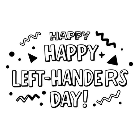 Stylish, bold typography with fun graphic elements. Perfect for advertising and promotional campaigns celebrating the special day of left-handers.のイラスト素材