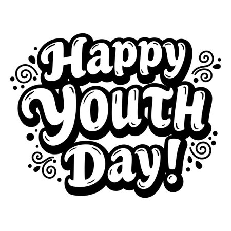 Stylish, bold typography conveys a celebratory message for Youth Day. Suitable for advertising, posters, social media posts, or editorial content about youth.のイラスト素材