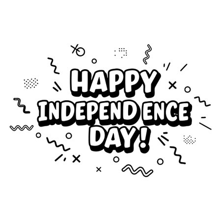 A bold, stylized graphic with text that reads Happy Independence Day, suitable for social media posts or print materials. The graphic has an eye-catching, modern design.のイラスト素材