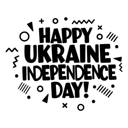 Bold text design with abstract elements conveys a celebration message. Suitable for social media, prints, or advertising.のイラスト素材