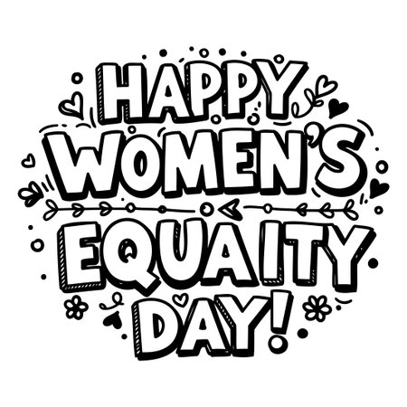 A bold, hand-drawn graphic design celebrating Women's Equality Day. The graphic is a suitable choice for advertising, social media posts, or editorial pieces promoting women's equality.のイラスト素材