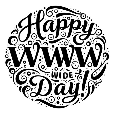 Stylish, bold, and decorative black text art celebrates WWW Wide Day. Ideal for social media graphics, prints, or web design.のイラスト素材