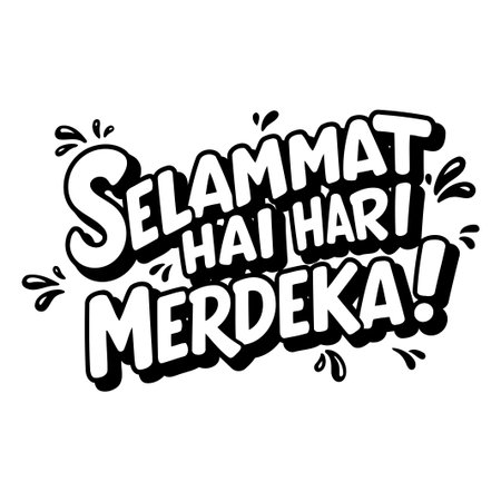 A bold, eye-catching graphic featuring the phrase Selamat Hari Merdeka!のイラスト素材