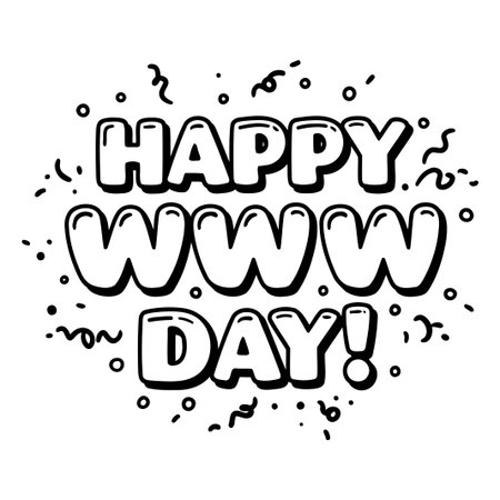 A bold graphic design celebrating WWW Day, with a cartoon-style font, perfect for websites, social media, marketing materials, or posters.のイラスト素材