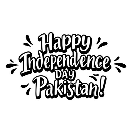 Bold, stylized typography expresses a national holiday celebration. Ideal for social media posts, merchandise, and promotional materials for Independence Day in Pakistan.のイラスト素材