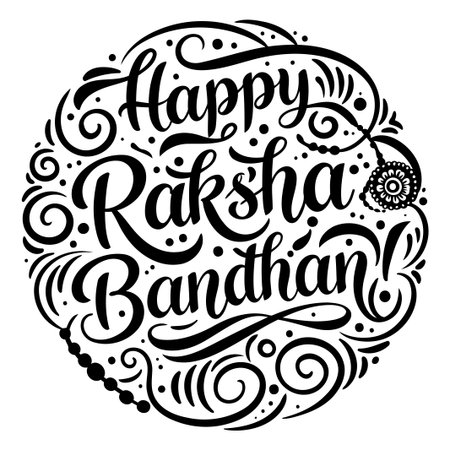 This black and white graphic design is perfect for use in advertising or editorial materials relating to the Raksha Bandhan celebration.のイラスト素材