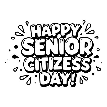 Stylish, bold lettering celebrating Senior Citizens Day. Perfect for social media, posters, or print design.のイラスト素材