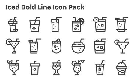 Vector pack with 18 Bold Line icons inspired by Iced, ideal for scalable and creative design work.のイラスト素材