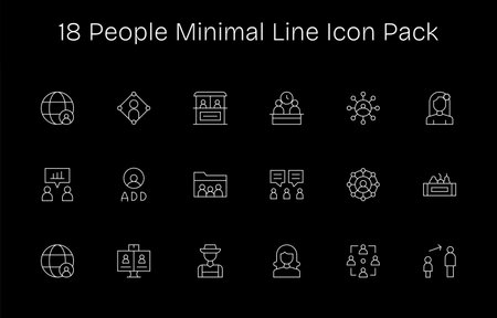 This collection features 18 Minimal Line-style icons tailored to the People theme, great for digital...