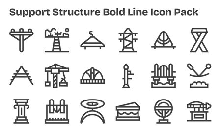 Professionally designed 18 icons in Bold Line style, capturing the essence of Support Structure for UI design.のイラスト素材