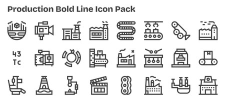 Enhance your projects with 24 Bold Outline icons themed around Production, ideal for clean and...