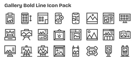Vector pack with 24 Bold Outline icons inspired by Gallery, ideal for scalable and creative design...