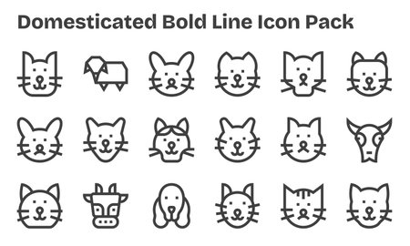 Curated pack of 18 vector icons in Bold Line design, centered around Domesticated concepts.のイラスト素材