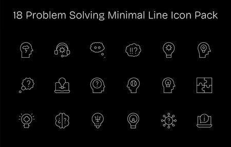 This collection features 18 Minimal Line-style icons tailored to the Problem Solving theme, great...
