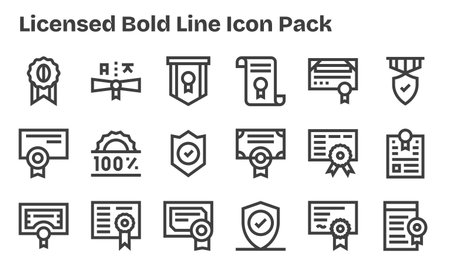This set of 18 Bold Line icons captures Licensed themes, perfect for tech and business applications.のイラスト素材