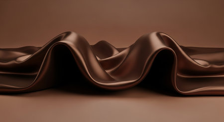This image features flowing, luxurious brown satin, showcasing a sense of elegance and sophistication, ideal for advertising or editorial design. This image evokes feelings of luxury.の素材