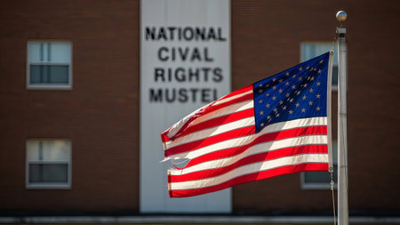 US flag flies at Civil Rights Museumの素材