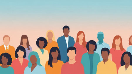 Diverse group of people standing together.の素材