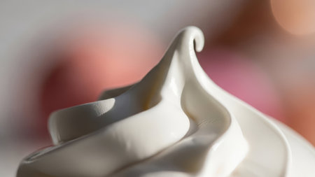 Close-up swirl of white soft serve ice creamの素材